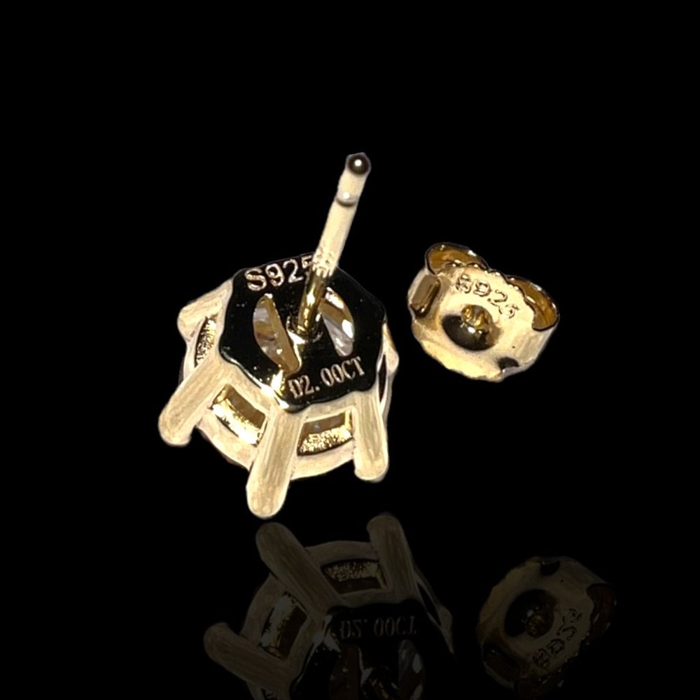 Certified 4ct. t.w. Diamond Stud Earrings 18k Gold over Italy Silver - Picture 7 of 16